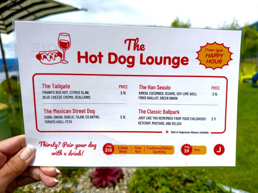 </who>The Hot Dog Lounge menu.